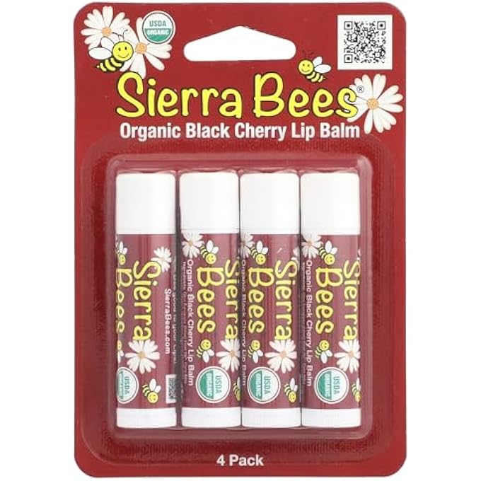 Sierra Bees بلسم شفاه عضوي، كرز أسود، عبوة 4. 15 أونصة (4.25 غرام) لكل منها - Image 2